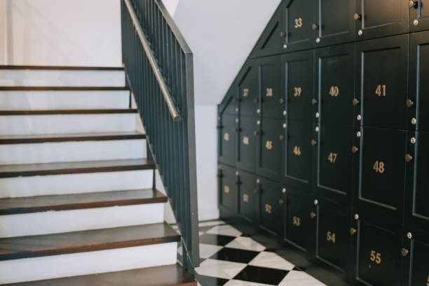 istock Storage locker at the corner of staircase in co-sharing creative space office 2204327284