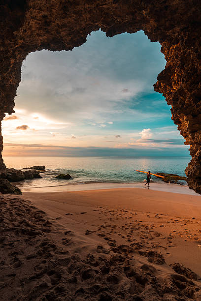 istock Beautiful view from mountain cave on tropical beach 2204332813