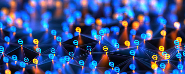 istock Network and chat speech bubble icons. Online communication and social networking. 2204333446
