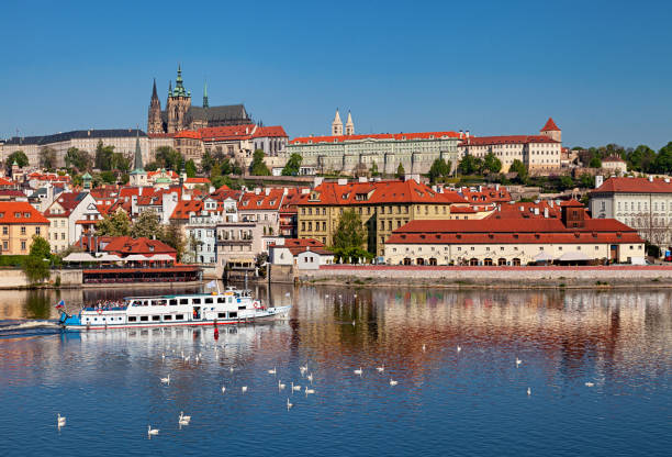 istock Prague old town and Vltava river at spring, Czech Republic 2204333717