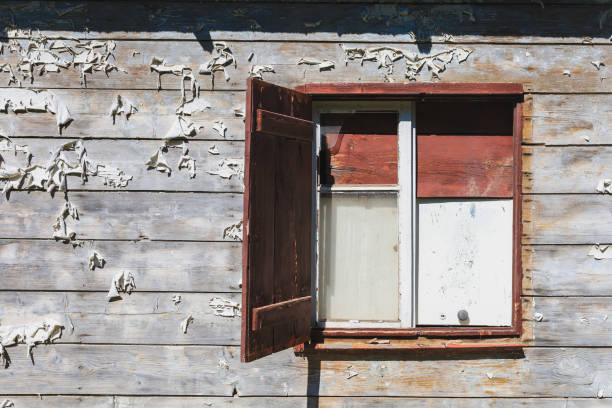 Old wooden window on a building