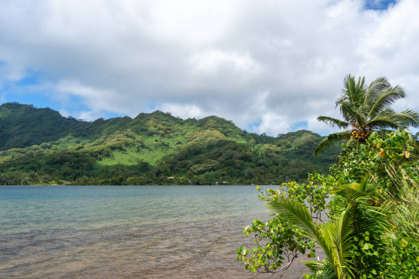 istock Coastline and Mountains on Tahaa Island, French Polynesia 2204340569