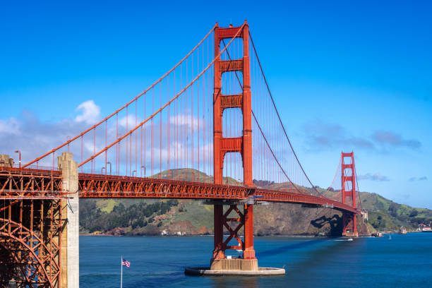 istock Golden Gate Bridge over blue waters with scenic hills in San Francisco 2204340581