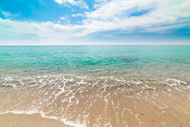 Blue sky and turquoise sea in Solanas beach. Sardinia, Italy