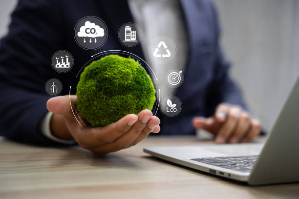 istock World environment day, Responsibility for a green planet, Sustainable growth, and global conservation.Businessman holding green world, Sustainable development goals and corporate social responsibility 2204343470
