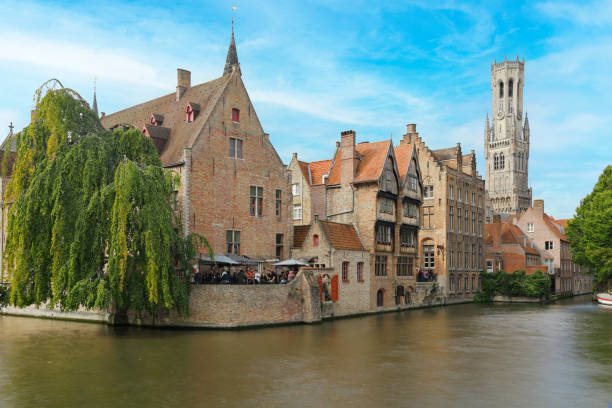 daytime view of the Rosary Quay - Rozenhoedkaai (Bruges, Belgium).