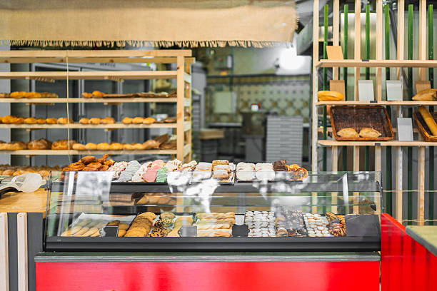 istock Display case presenting freshly baked bread and pastries in bakery shop 2204354575