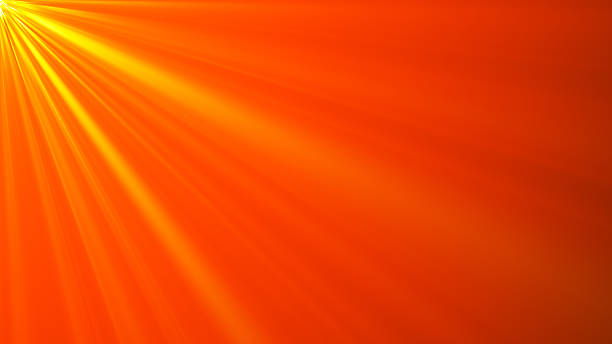 Yellow orange warm light effect, sun rays, golden beams isolated on light background. Orange spotlight on stage isolated on light background, for blending mode.
