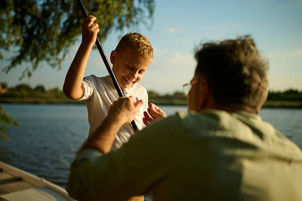 Father and son fishing.