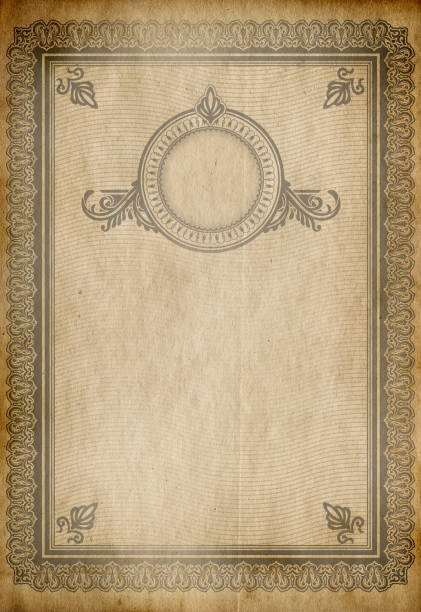 istock Faded condition grunge paper background with decorative ornamental frame. 2204358569