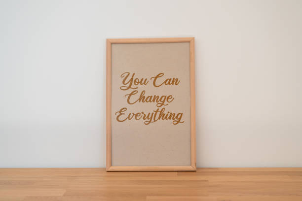 You can change everything motivational message in wooden picture frame, selective focus