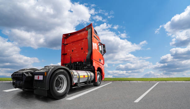 Semi truck with tank for compressed natural gas (CNG).