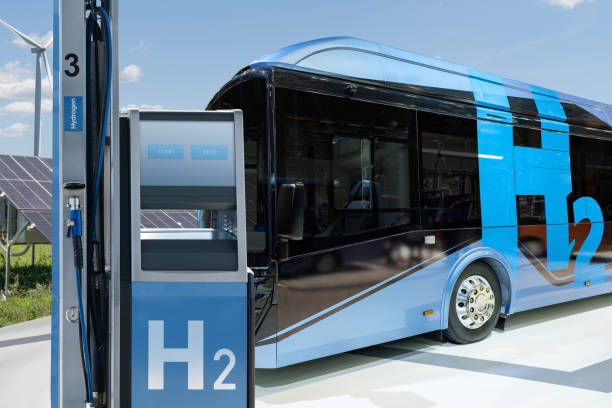 istock A hydrogen fuel cell bus with filling station 2204364993
