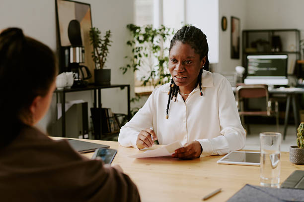 istock Professional African American Hiring Manager Testing New Candidate 2204371297