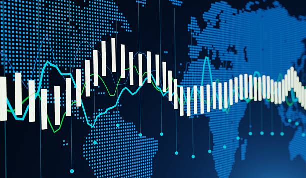 istock Technology stock chart, financial business background, 3D illustration 2204374643