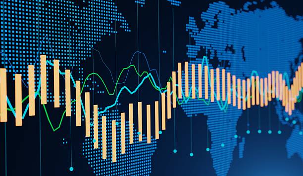 istock Technology stock chart, financial business background, 3D illustration 2204374670