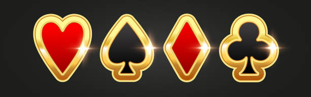 istock Card suit symbol. 3D card suit in a gold frame. Vector illustration isolated on a dark background. 2204383940