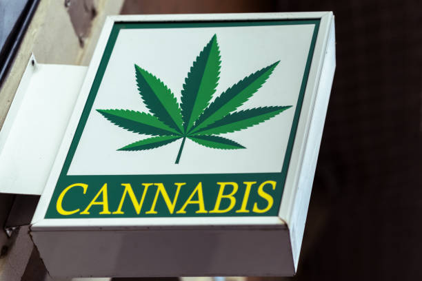 istock Cannabis Dispensary Sign with Marijuana Leaf 2204387488
