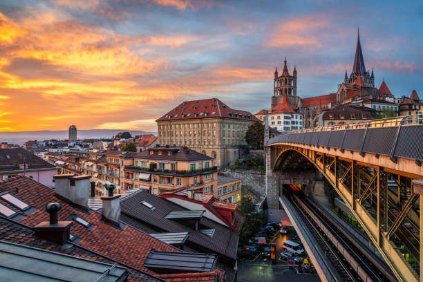 istock Lausanne, Switzerland at Dusk 2204388174