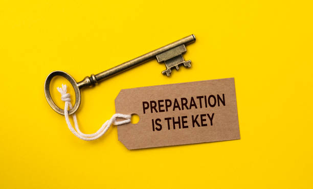 Vintage key and paper label with the text preparation