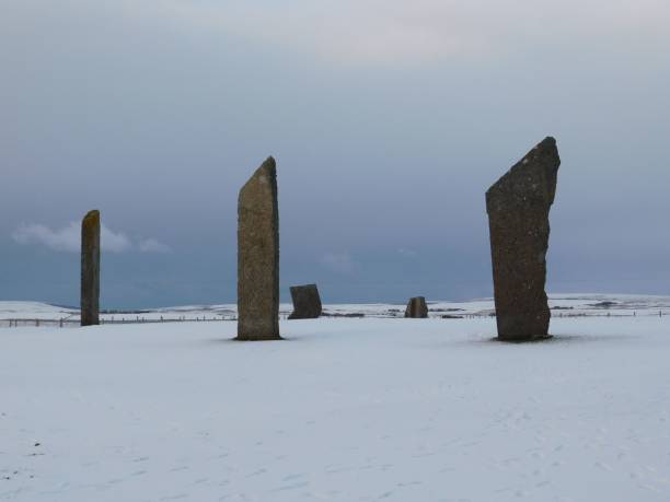 istock Ancient standing stones in snowy Orkney. 2204389558