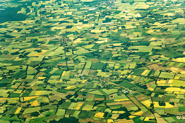 istock Aerial view of settlemens and fields, Germany, Europe. 2204392788