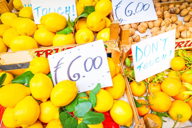 Fruits of lemons for sale at Sorrento at summer