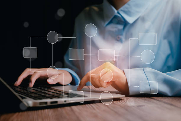 istock Business Professional Engaged in Workflow Analysis and Digital Copy Management, Business concept 2204408596