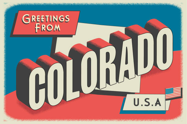 Vector illustration of a Greetings from USA retro postcard design layout with 3D vintage tourism style text design. State map. Red and blue color palette with American flag. All fonts outlined. Download includes vector eps and high resolution jpg.