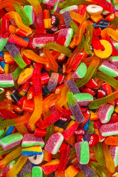 istock Assorted gummy candies. Top view. Jelly  sweets background. 2204412351
