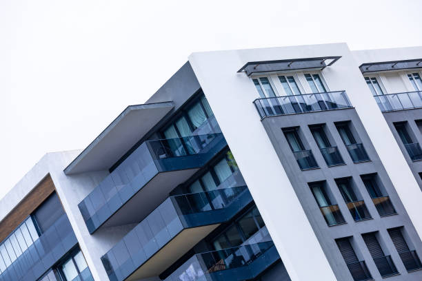 istock Modern Housing Dwelling Architectural Facade – Design & Real Estate Background 2204417995