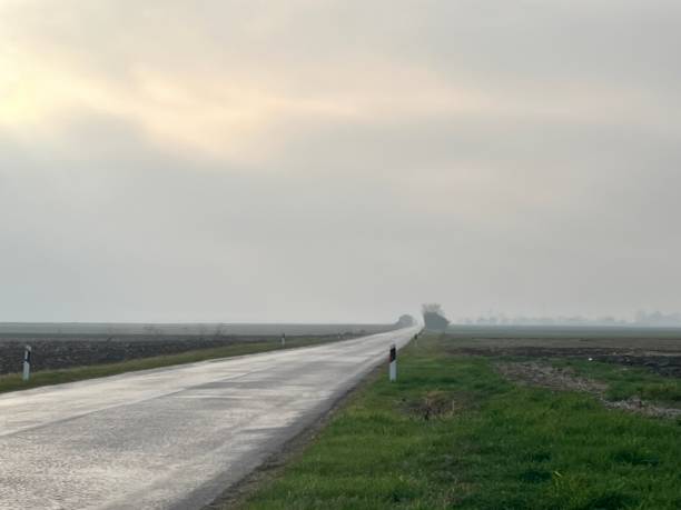 istock A path in the plain on a gloomy cloudy day. The sun is trying to break through the clouds. 2204418276