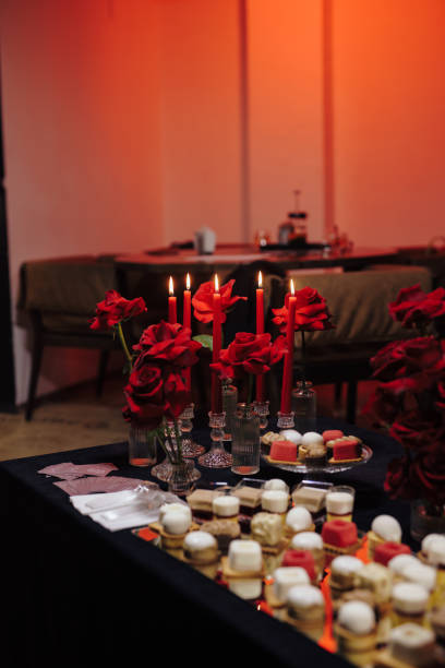 istock Beautiful decor at event, red candles is burning 2204421758