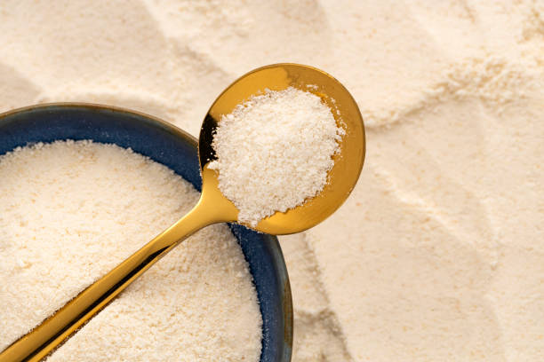 istock Organic gelatin powder also called hydrolyzed collagen. 2204435648