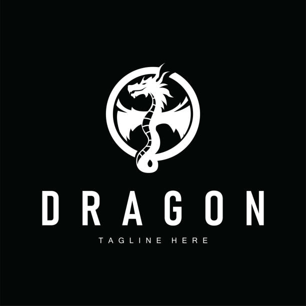 istock dragon logo design silhouette mythical animal legend with vintage concept old minimalist simple templet 2204443573