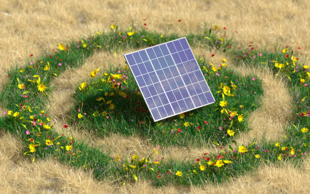 Solar Panel Energy Before and After conceptual Sustainability environmental climate change