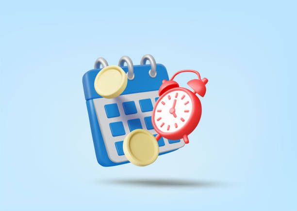 istock 3D Vector Illustration Rendering of Alarm Clock, Calendar and Coins Icon. Concept of Payroll Management by Cycle, Spending Planning, Allocating and Managing Income and Expenses for Maximum Benefit. 2204459909