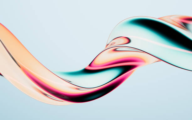 istock Abstract colorful curve glass background, 3d rendering. 2204461380
