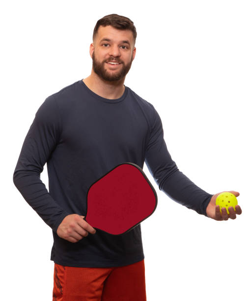 istock Pickleball Caucasian Man on White Background Ready to Serve Vertical 2204462142