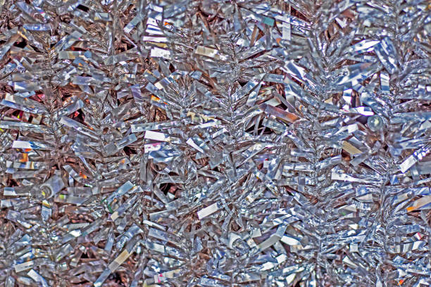background of silver shiny tinsel. festive mood
