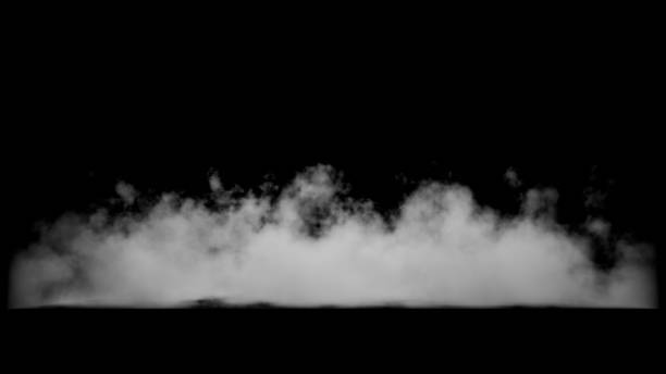 istock thick mist rises and swirls over a dark surface, enveloping the area in an enigmatic haze. contrasting darkness enhances the visual impact of the fogs movement. 3d render 2204470733