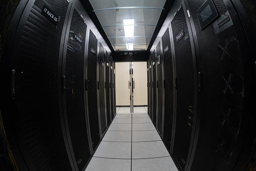Server Rack Aisel Data Center Aisle With Server Racks And Networking Equipment Stock ...