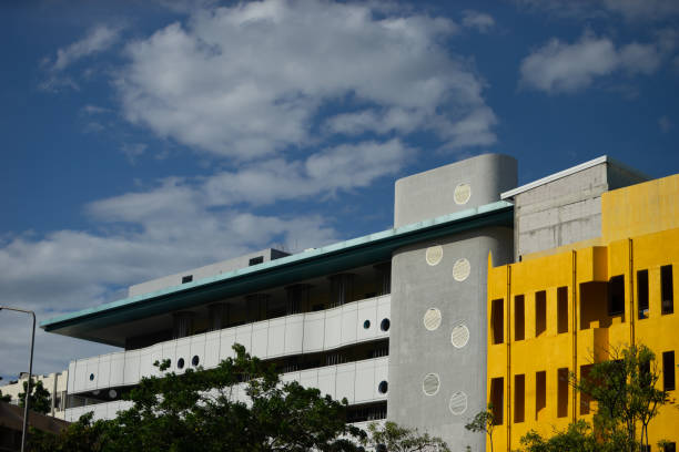 istock Modern Architecture with Colorful Facades and Cloudy Sky 2204475043