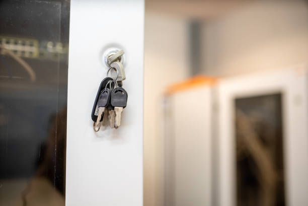 istock Keys Hanging on a Hook in a Brightly Lit Room Interior 2204476668