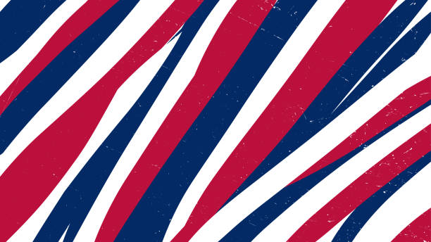 istock Abstract red blue white stripe pattern with grunge vintage effect background. USA color flag abstract stroke brush shape line. 2204478165