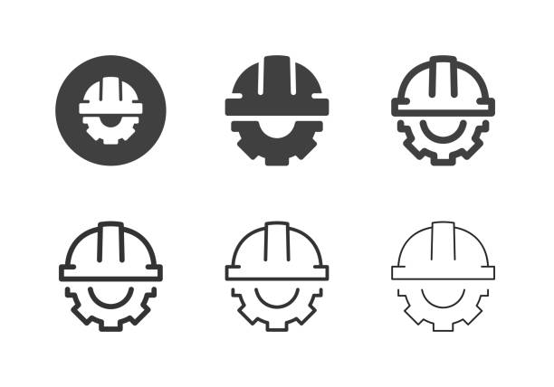 Machine Safety Helmet Icons - Multi Series vector art illustration