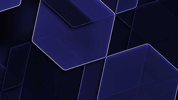 istock Abstract dark blue background with geometric hexagonal shapes and subtle light accents background 2204480501