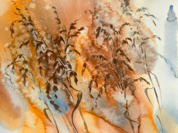 istock Dry herbs on color and cloudy watercolor background 2204481008
