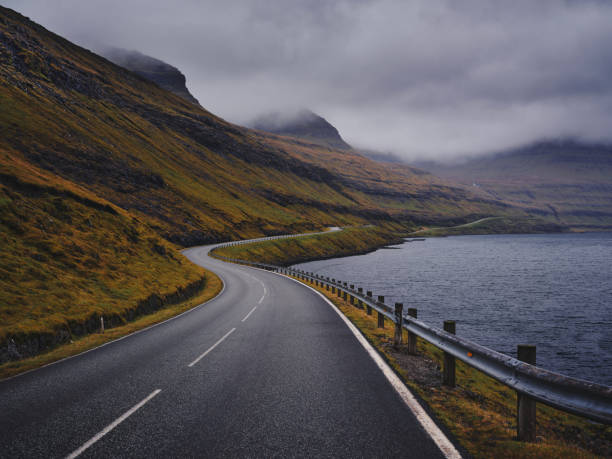 Coastal road at Faroe Islands.