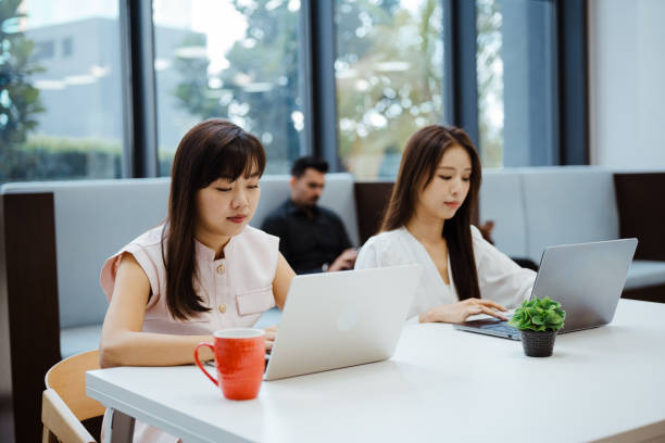 istock Two businesswomen working with laptop in office 2204487646